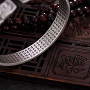Buddha Stones 999 Sterling Silver Year of the Dragon Chinese Zodiac Om Mani Padme Hum Carved Wisdom Bracelet Bangle Bracelet Bangle BS 7
