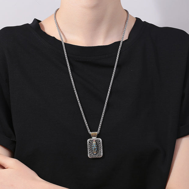 Buddha Stones Nine-Eye Dzi Bead Design Copper Healing Rotatable Necklace Pendant Necklaces & Pendants BS 5