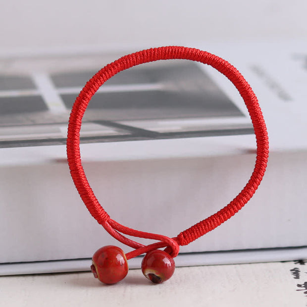 Buddha Stones FengShui Lucky Red String Ceramic Bracelet Bracelet BS Red String(Wrist Circumference 14-19cm)