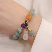Buddha Stones Cyan Jade Lotus Pumpkin Wish Peace Buckle Amethyst Crystal Healing Bracelet Bracelet BS 9