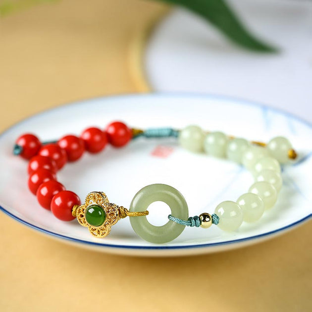 Buddha Stones Natural Cinnabar Jade Blessing Bracelet – buddhastoneshop