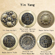 Buddha Stones Four Beasts Feng Shui Yin Yang Bagua Copper Coin Harmony Rotatable Decoration Decorations BS 8