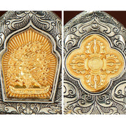 Buddha Stones Tibetan Gold Buddha Double Dorje Copper Serenity Ghau Prayer Box Necklace Pendant