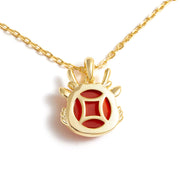 Buddha Stones 925 Sterling Silver Plated 18K Gold Year of the Dragon Natural Red Agate Fu Character Gourd Copper Coin Success Bracelet Necklace Pendant Bracelet Necklaces & Pendants BS 8