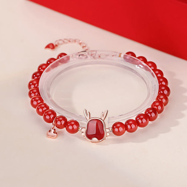 ❗❗❗A Flash Sale- Buddha Stones 925 Sterling Silver Year Of The Dragon Natural Red Agate Attract Fortune Dragon Luck Chain Bracelet Bracelet BS 2