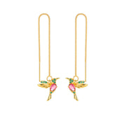 Buddha Stones Colorful Hummingbird Wealth Luck Earrings Earrings BS Gold