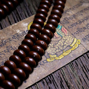 Buddha Stones Natural Tibet 108 Mala Beads Purple Bodhi Seed Three-eyed Dzi Bead Copper Dorje Harmony Bracelet Mala Bracelet BS 17