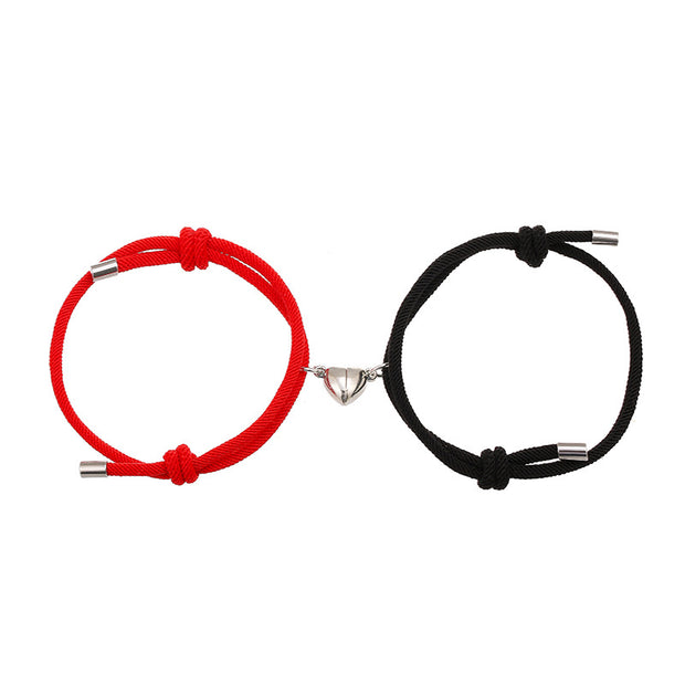 2Pcs Love Magnetic Couple String Strength Bracelet Bracelet BS Red&Black