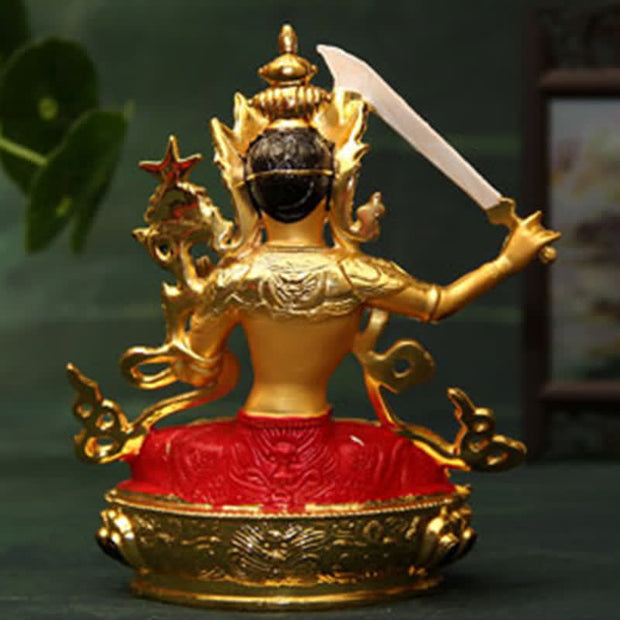Buddha Stones Manjusri Bodhisattva Figurine Serenity Copper Statue Offering Decoration
