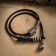 Buddha Stones Tibetan Om Mani Padme Hum Carved Amulet Double Wrap Bracelet Bracelet BS 14-16cm(Double Wrap)