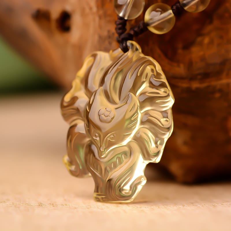 Buddha Stones Natural Amethyst White Crystal Citrine Nine Tailed