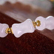 Buddha Stones Natural White Golden Silk Jade Bamboo Pattern Wealth Lucky Bag Fu Character Bracelet Bracelet BS 3