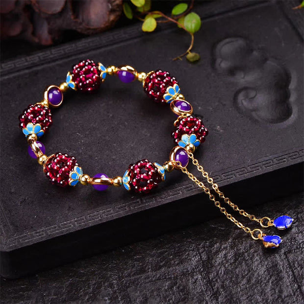 Buddha Stones Tibetan Garnet Calm Bracelet Bracelet BS Purple