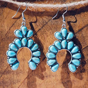 Buddha Stones Retro Bohemian Turquoise Stone Positive Love Drop Dangle Stud Earrings