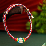 Buddha Stones Colorful Rope Zongzi Pattern Fu Character Luck Handmade Bracelet