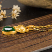 Buddha Stones Green Chalcedony Fox Pattern Courage Necklace Pendant Necklaces & Pendants BS 7