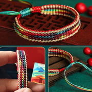 Buddha Stones Tibet Handmade Rainbow Multicolored Protection Braided String Bracelet Bracelet BS 5