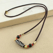 Buddha Stones Tibetan Nine-Eye Dzi Bead Protection Blessings String Necklace Pendant Necklaces & Pendants BS 4