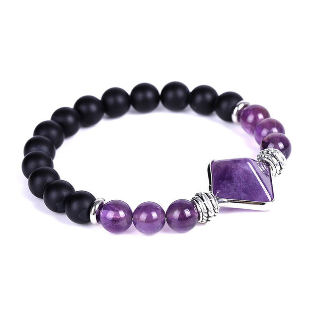 Buddha Stones Amethyst Mix Frosted Stone Healing Bracelet Bracelet BS 1