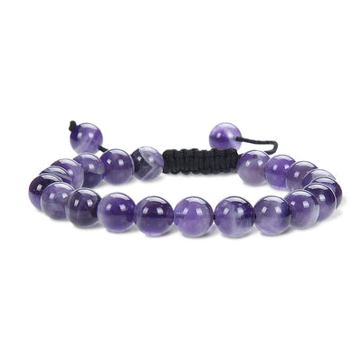 Buddha Stones Natural Healing Power Gemstone Crystal Beads Unisex Adjustable Macrame Bracelet Bracelet BS Amethyst