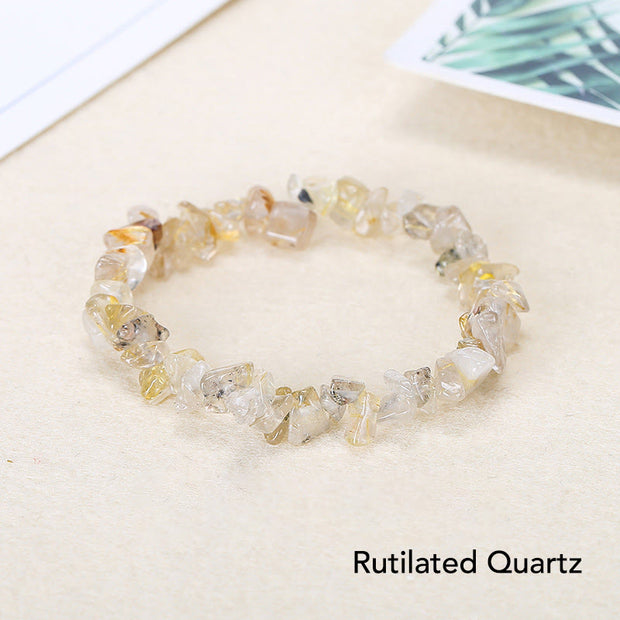 Natural Irregular Shape Crystal Stone Warmth Soothing Bracelet Bracelet BS Rutilated Quartz