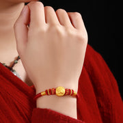 Buddha Stones 999 Gold Chinese Zodiac Auspicious Matches Om Mani Padme Hum Luck Handcrafted Bracelet Bracelet BS 13