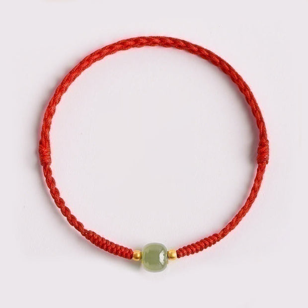 Buddha Stones Handmade Jade Lucky Bead Prosperity Braided Bracelet Bracelet BS 2