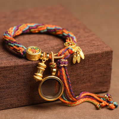 Buddhastoneshop Tibetan Om Mani Padme Hum Dreamcatcher Luck Colorful Samsara Knot String Bracelet