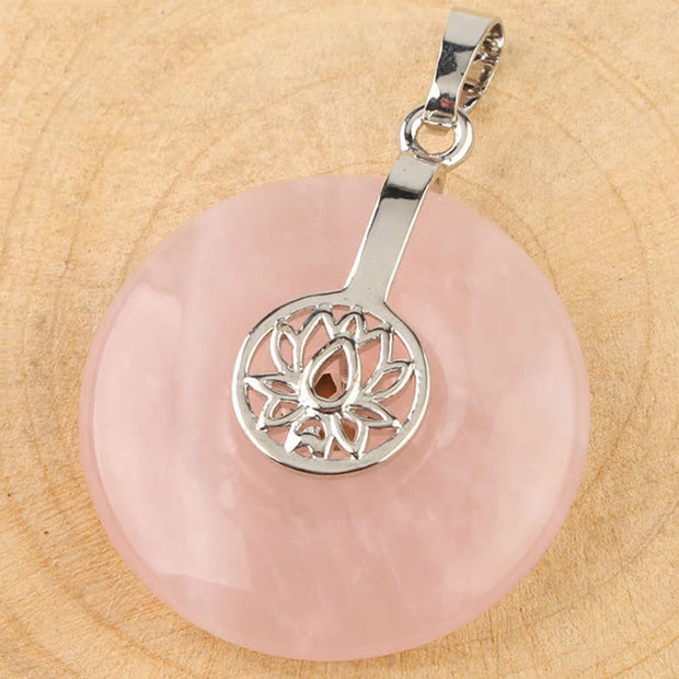 Buddha Stones Various Crystal Amethyst Pink Crystal Lotus Healing Necklace Pendant Necklaces & Pendants BS 9