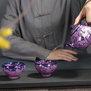 Buddha Stones Colorful Iris Flowers Chinese Jianzhan Kiln Change Porcelain Teacup Tenmoku Kung Fu Tea Cup