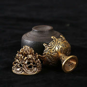 Buddha Stones Tibetan Mini Mountain Pattern Meditation Copper Alloy Incense Burner Incense Burner BS 5