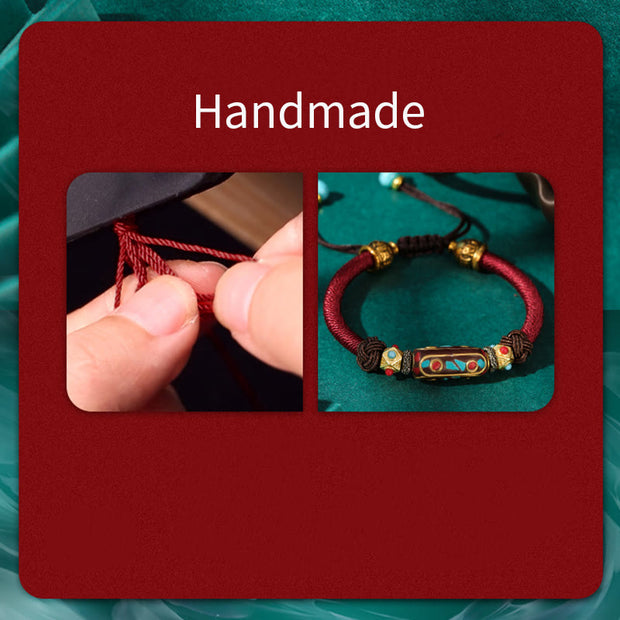 Buddha Stones Handmade Tibetan Turquoise Om Mani Padme Hum Strength Braided Bracelet Bracelet BS 5