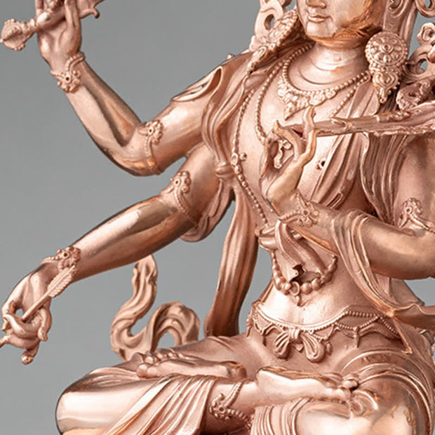 Buddha Stones Four-armed Manjusri Bodhisattva Figurine Serenity Copper Statue Decoration Decorations BS 7