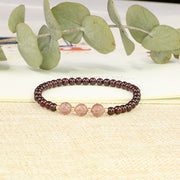 Buddha Stones Natural Garnet Strawberry Quartz Calm Bracelet Bracelet BS 8