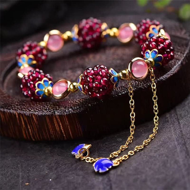 Buddha Stones Tibetan Garnet Calm Bracelet Bracelet BS Pink