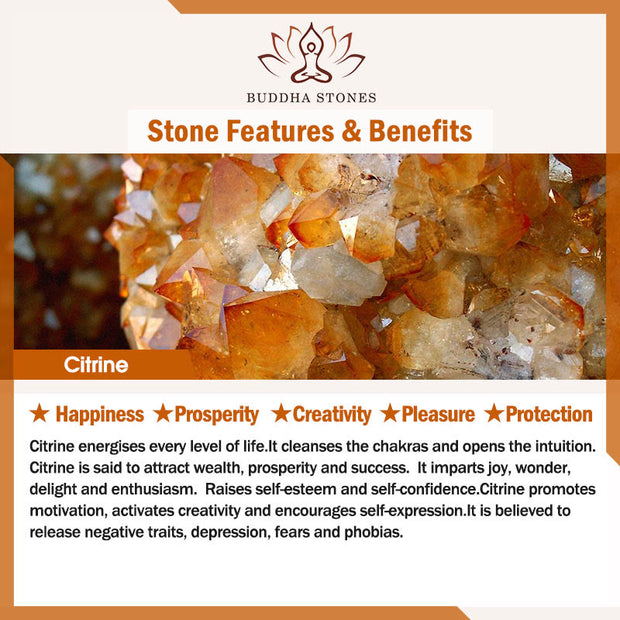 Buddha Stones Multicolored Rutilated Quartz Citrine Wealth Protection Flower Bracelet Bracelet BS 5