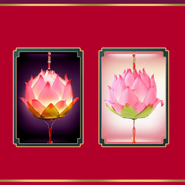 Buddha Stones DIY Lotus Flower Dragon Lantern Tassel Lamp Decoration Decorations BS 7
