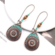 Buddha Stones Water Drop Pattern Balance Dangle Earrings