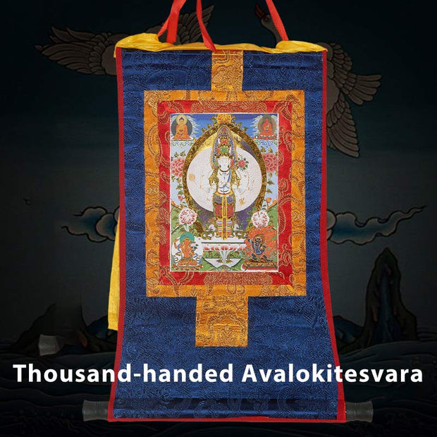 Buddha Stones Tibetan Framed Thangka Blessing Protection Decoration Decorations BS Thousand-handed Avalokitesvara