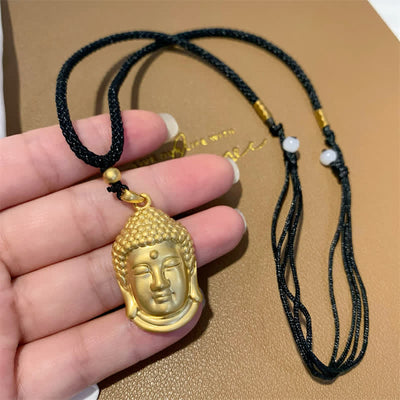 Buddha Stones Gold Buddha Copper Wealth Necklace Pendant Necklaces & Pendants BS Large