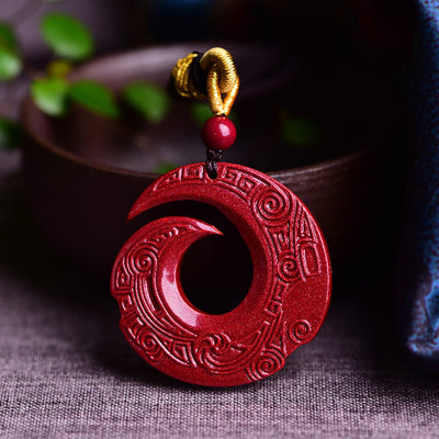 Buddha Stones One's Luck Improves Design Patern Natural Cinnabar Blessing Necklace Pendant Necklaces & Pendants BS Small 24*5mm