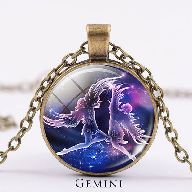 12 Constellations of the Zodiac Moon Starry Sky Protection Blessing Necklace Pendant Necklaces & Pendants BS DarkGoldenrod Gemini