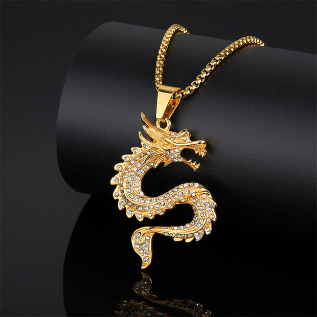 Buddha Stones Chinese Zodiac Dragon Zircon Protection Necklace Pendant Necklaces & Pendants BS 1