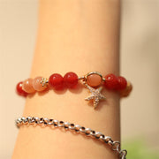 Buddha Stones Sun Stone Peach Moonstone Red Agate Crystal Star Wealth Bracelet Bracelet BS 3