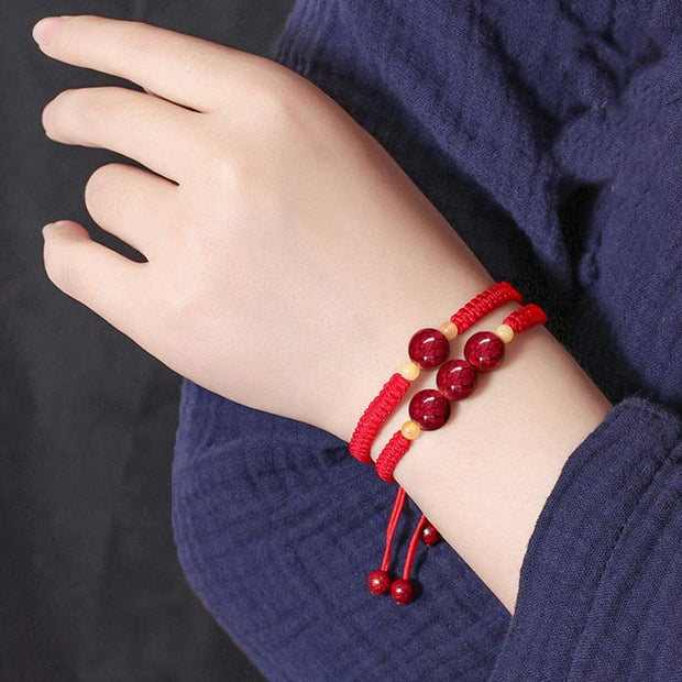 Buddha Stones Cinnabar Blessing Red String Bracelet For Kids Bracelet BS 2