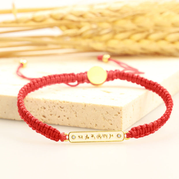 Tibetan Handmade Om Mani Padme Hum Peace Red String Bracelet (Extra 30% Off | USE CODE: FS30) Bracelet BS 2