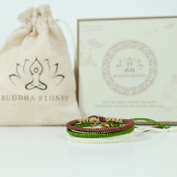 Buddha Stones 3Pcs Tibetan Handmade Multicolored Luck King Kong Knot Auspiciousness Bracelet