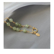 Buddha Stones 14k Gold Plated Hetian Jade Beaded Prosperity Chain Bracelet Bracelet BS 4