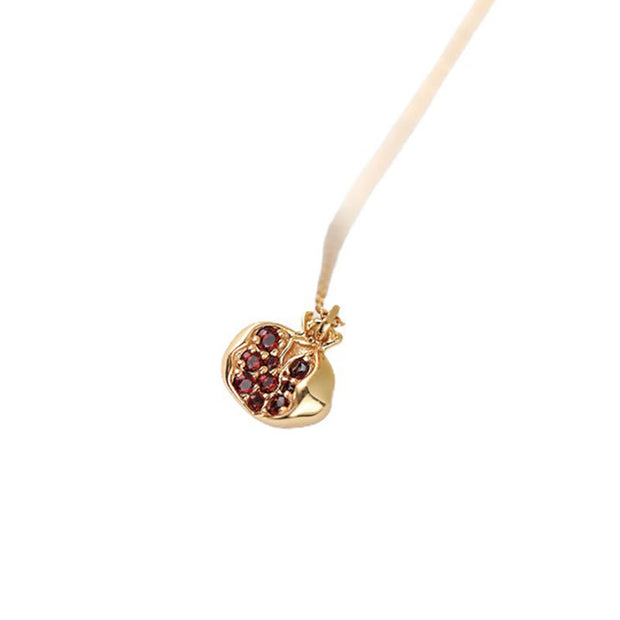Buddha Stones 925 Sterling Silver 18k Gold Plated Pomegranate Garnet Crystal Passion Charm Necklace Pendant Necklaces & Pendants BS 6