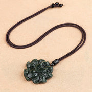Buddha Stones Hetian Cyan Jade Nine Tailed Fox Luck Necklace String Pendant Necklaces & Pendants BS 4